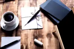 Tahta masa üzerinde kahve, kalem ve defterler – Ankara’da doçent unvanına sahip avukatlarla akademik ve ceza hukuku desteği.